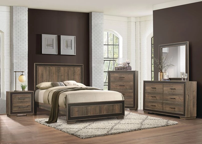 Orlando 3-Piece King Bed - Weathered Brown
