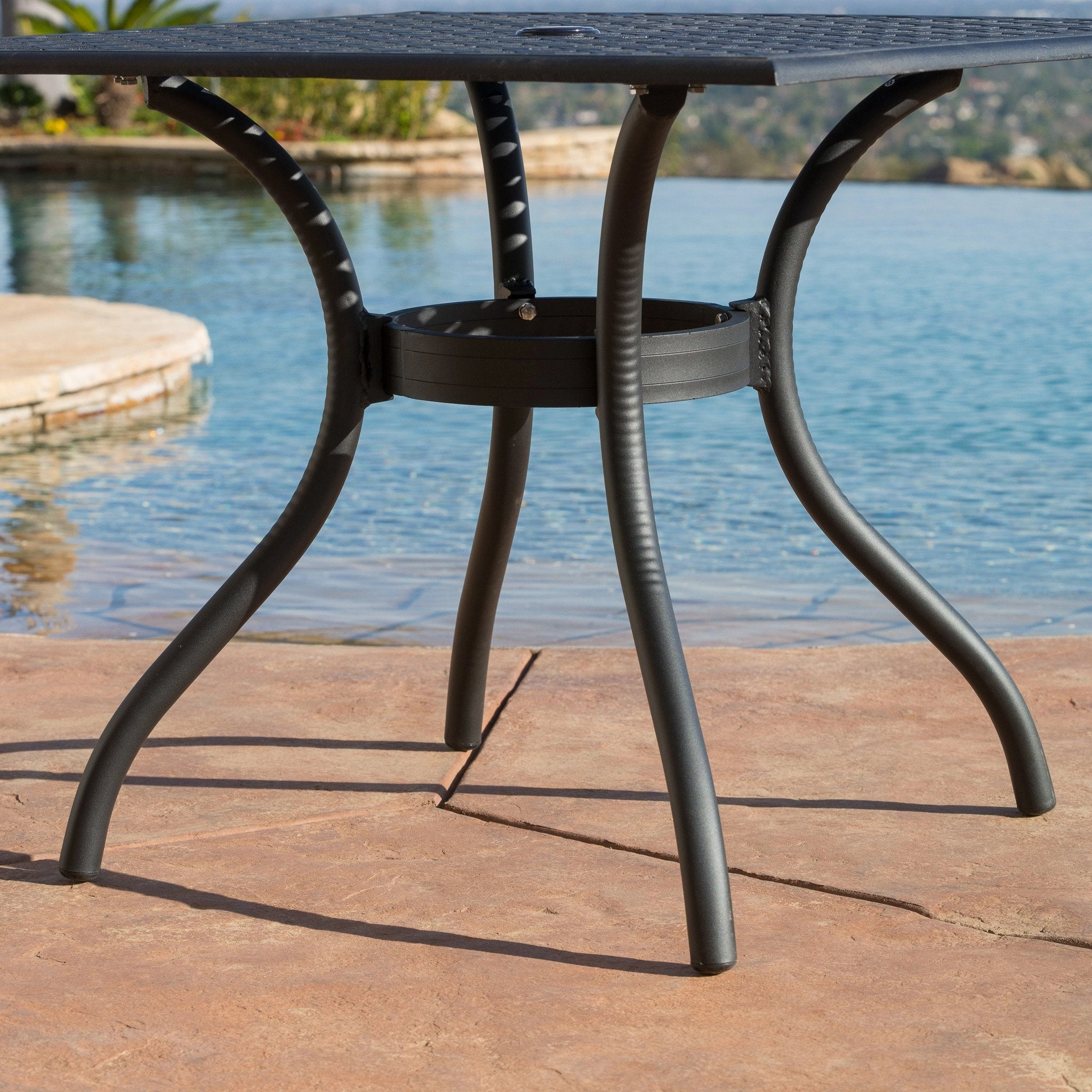 Oudoor Patio Black Cast Aluminum Square Table - NH115692