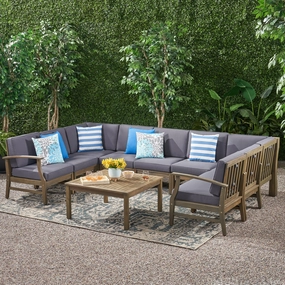 Outdoor 10 Piece Acacia Wood Sofa Sectional Set - NH233803 outdoor furniture, garden bench