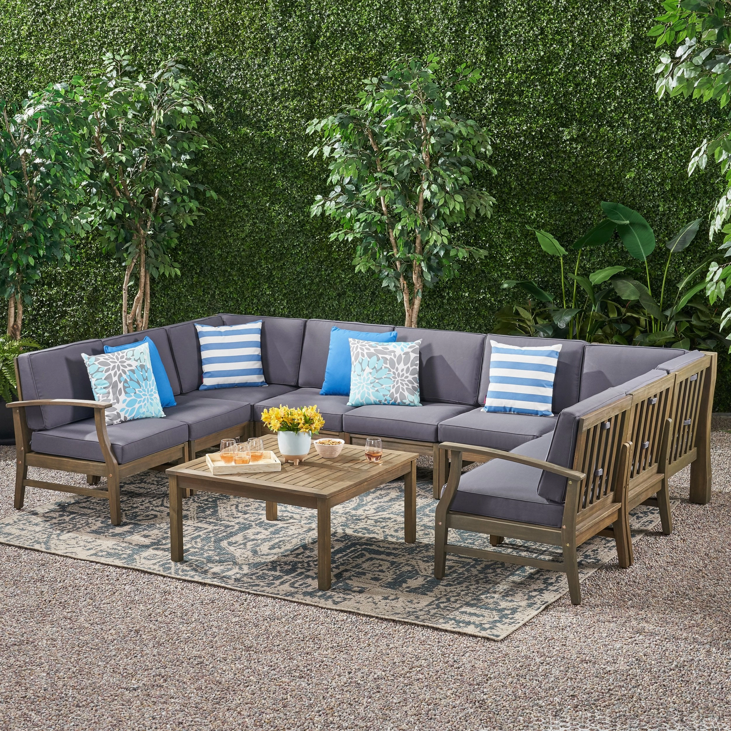 Outdoor 10 Piece Acacia Wood Sofa Sectional Set - NH233803 outdoor furniture, garden bench