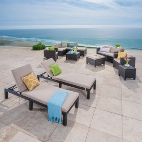 Outdoor 13 Pc Wicker Patio Set w/ Water Resistant Cushions - NH764003 outdoor furniture, garden bench