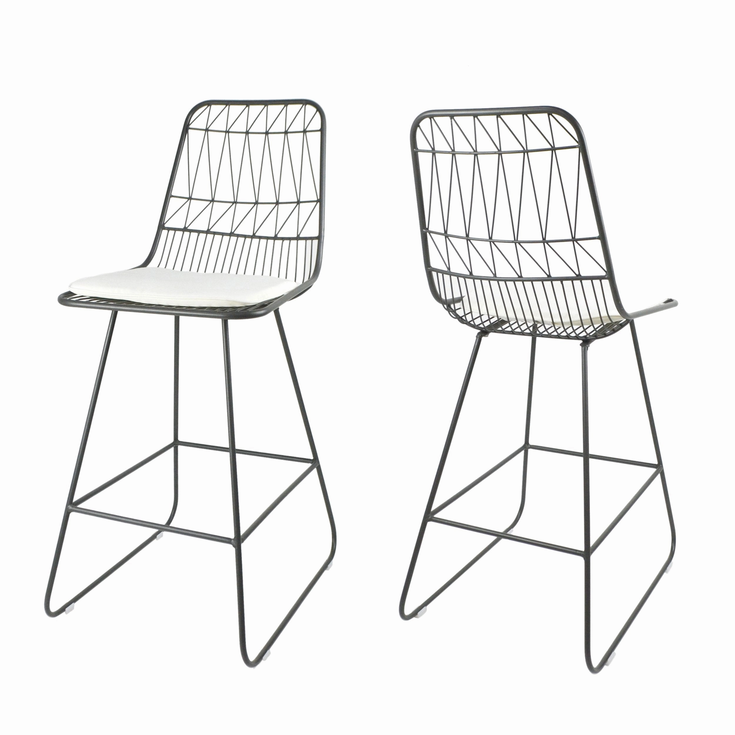 Outdoor 26" Seats Iron Counter Stools with Cushions (Set of 2) - NH895703