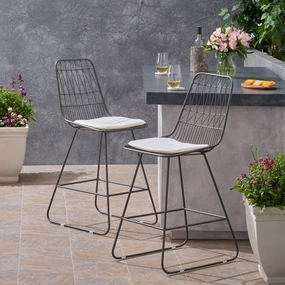 Outdoor 26" Seats Iron Counter Stools with Cushions (Set of 2) - NH895703 outdoor lounge chair, patio sofa