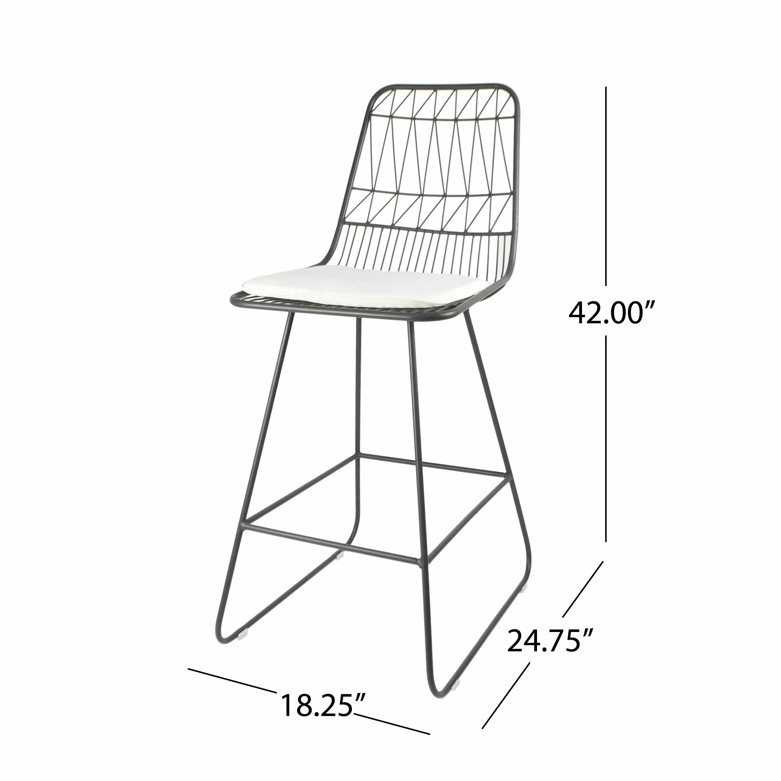 Outdoor 26" Seats Iron Counter Stools with Cushions (Set of 4) - NH806703