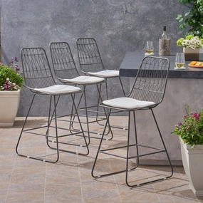 Outdoor 26" Seats Iron Counter Stools with Cushions (Set of 4) - NH806703 outdoor lounge chair, patio sofa