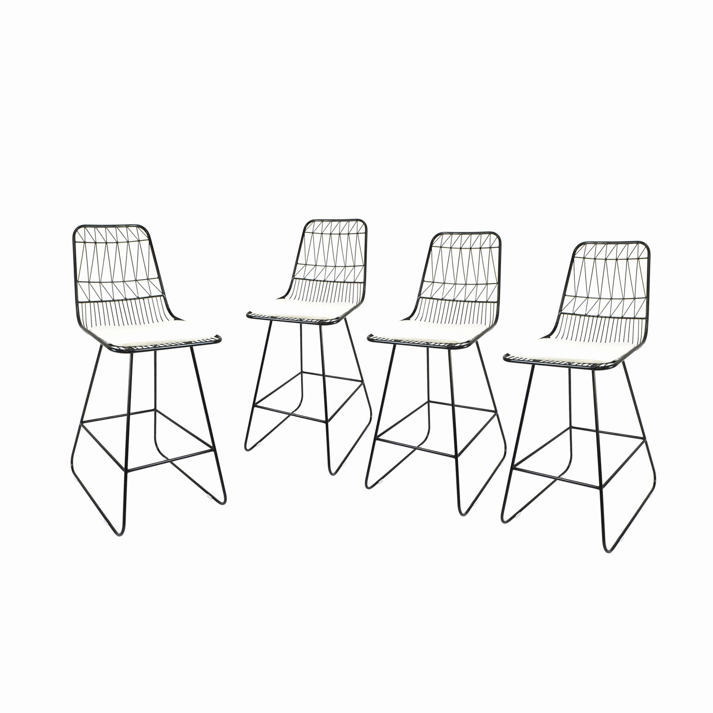 Outdoor 26" Seats Iron Counter Stools with Cushions (Set of 4) - NH806703