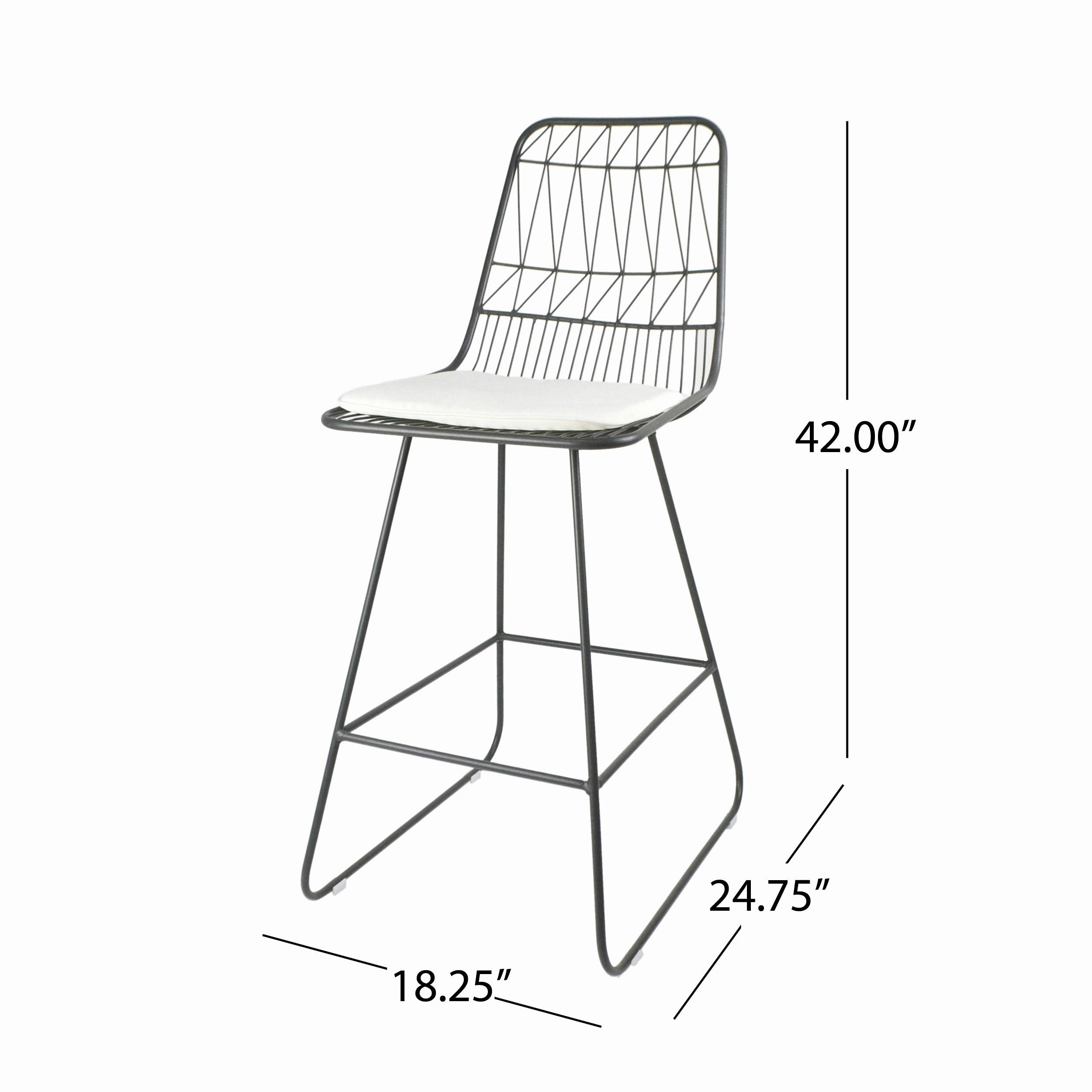 Outdoor 26" Seats Iron Counter Stools with Cushions (Set of 4) - NH806703
