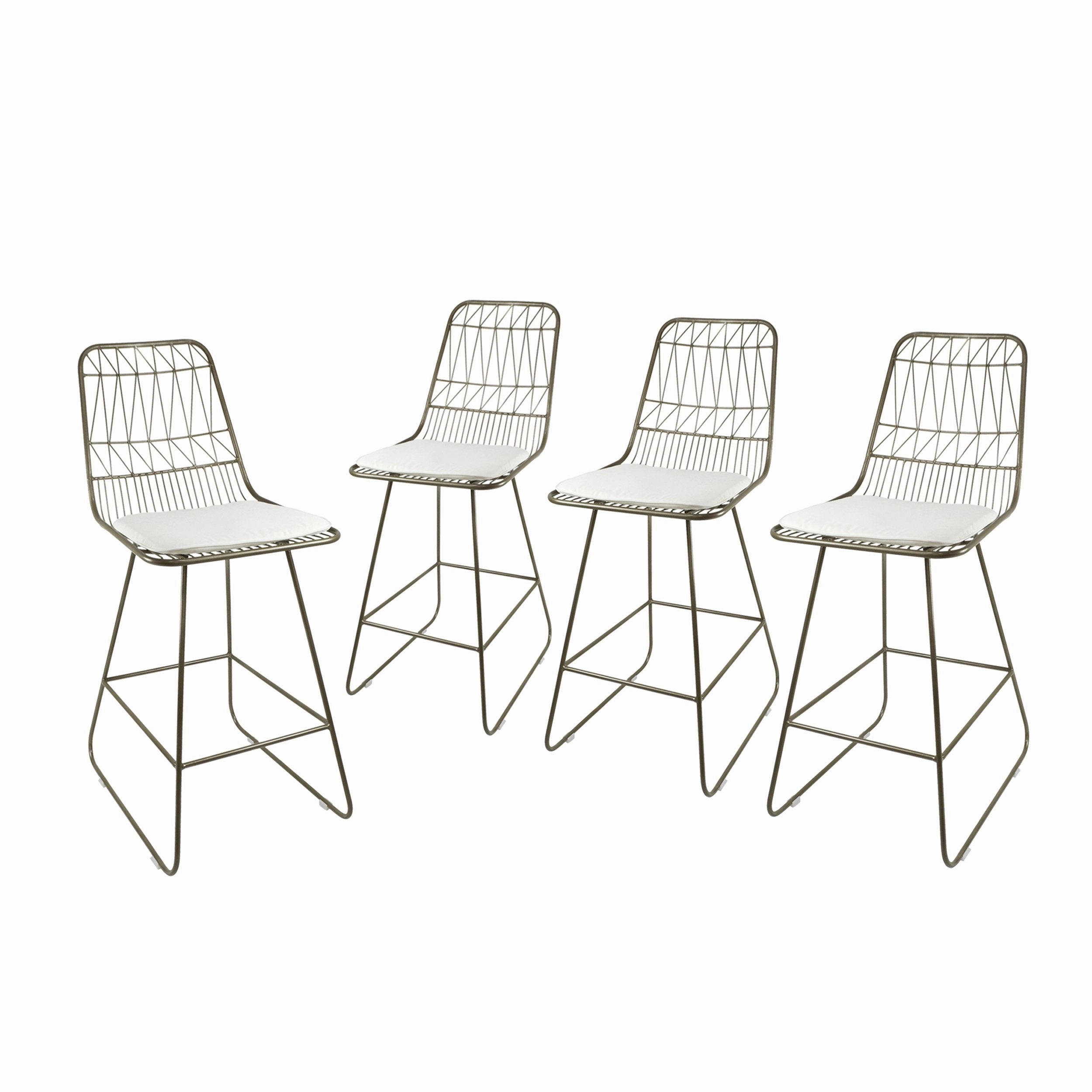 Outdoor 26" Seats Iron Counter Stools with Cushions (Set of 4) - NH806703