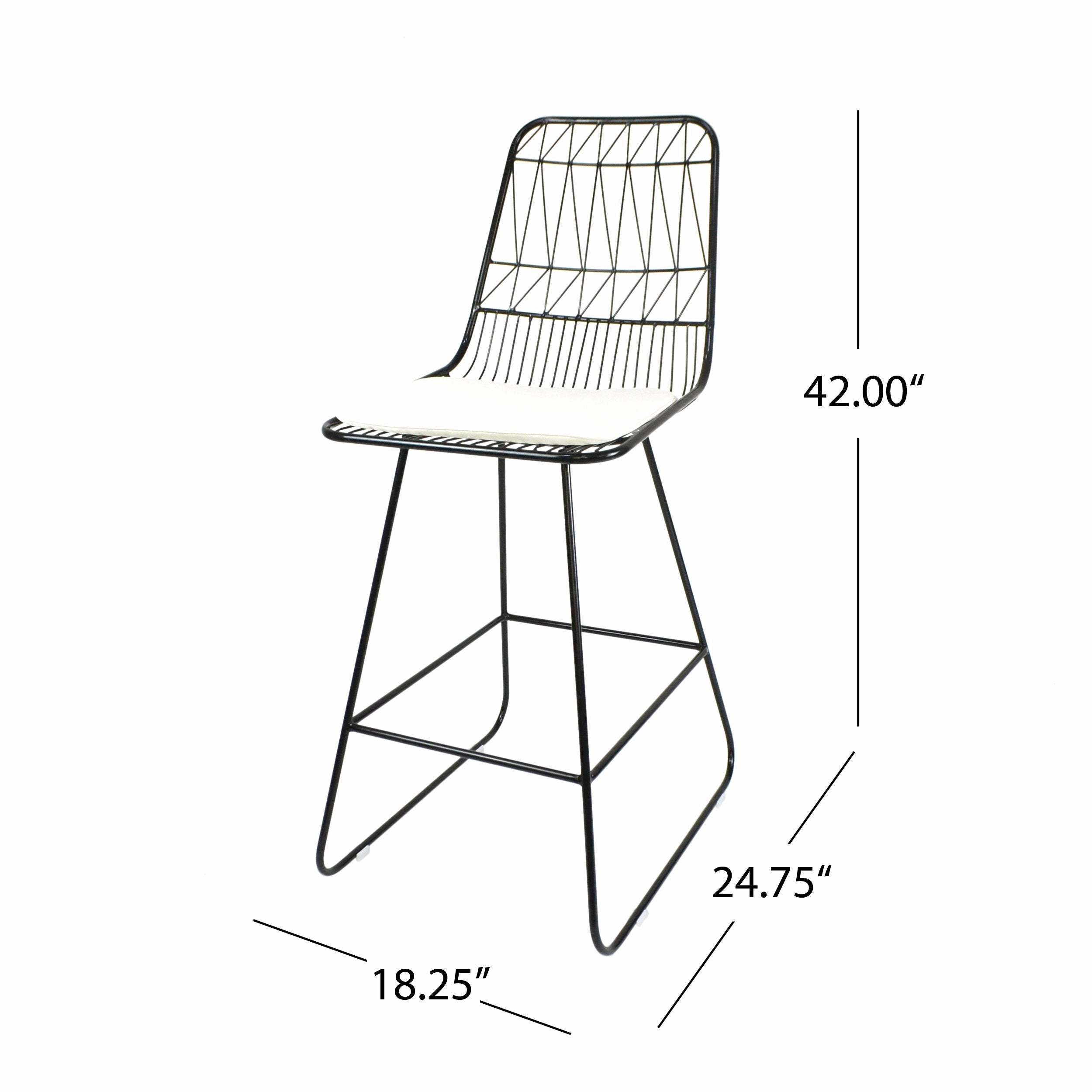 Outdoor 26" Seats Iron Counter Stools with Cushions (Set of 4) - NH806703