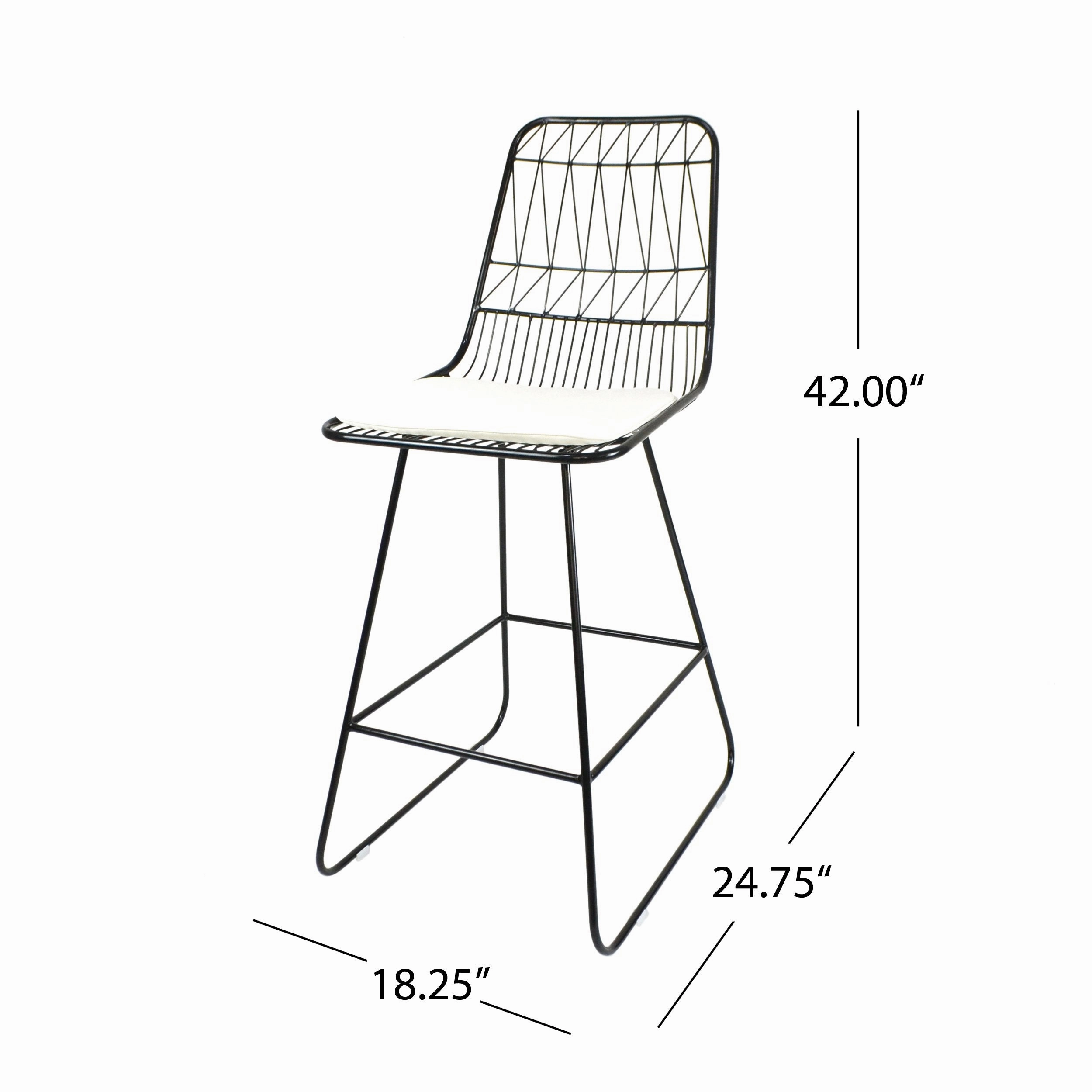 Outdoor 26" Seats Iron Counter Stools with Cushions (Set of 4) - NH806703