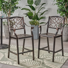 Outdoor 28" Aluminum Barstool (Set of 2), Copper Finish - NH938803 outdoor furniture, garden bench
