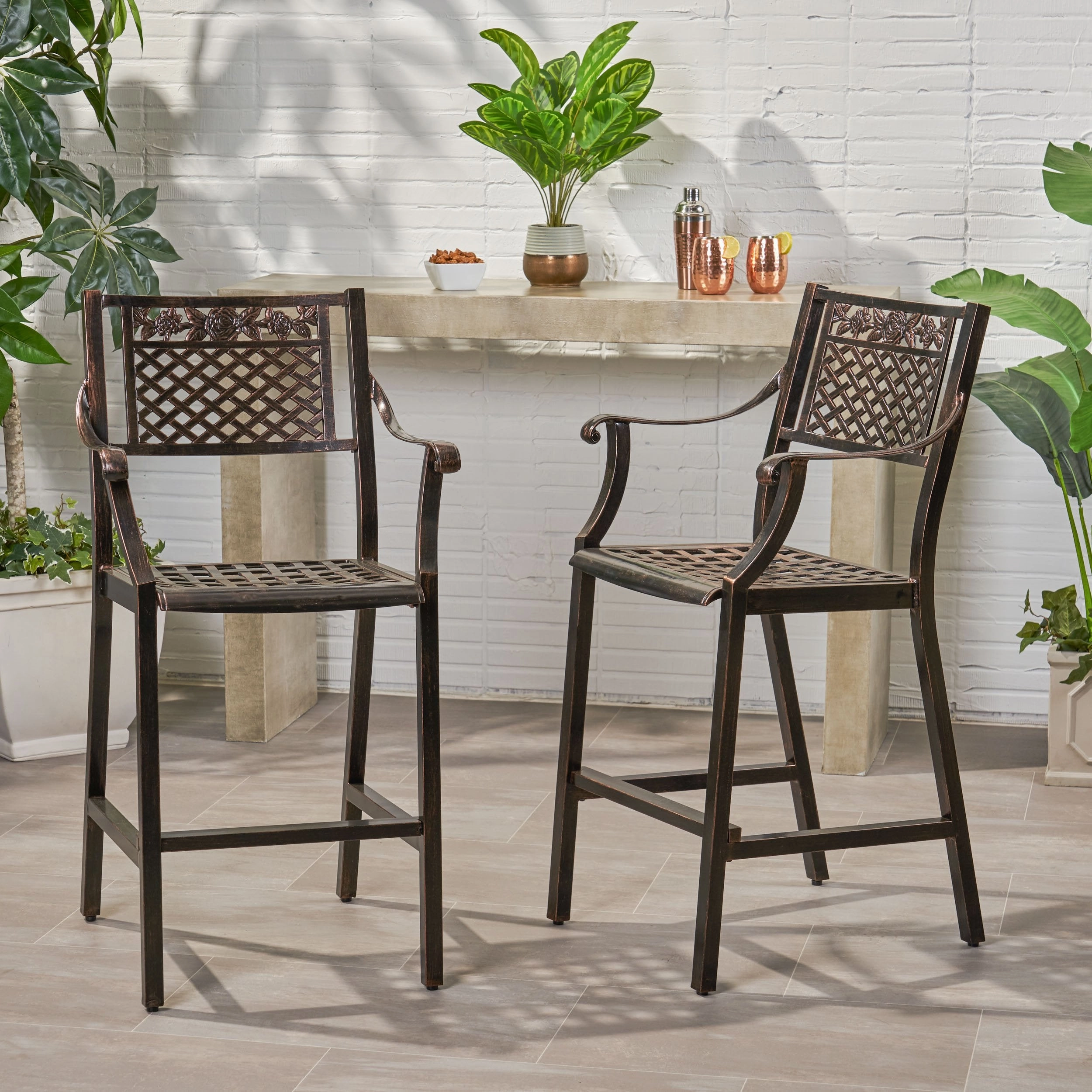 Outdoor 29" Aluminum Barstools - NH148803 outdoor furniture, garden bench