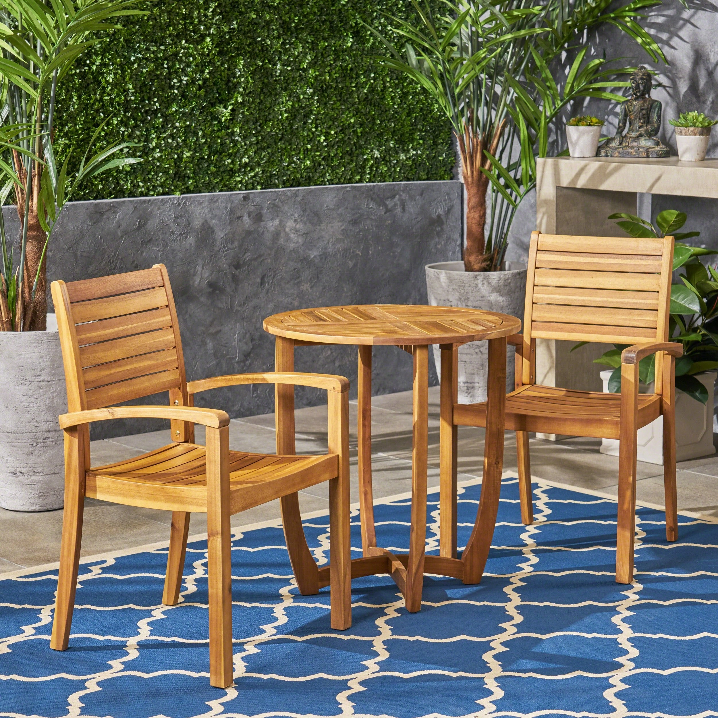 Outdoor 2-Seater Acacia Wood Bistro Set - NH484603 outdoor lounge chair, patio sofa