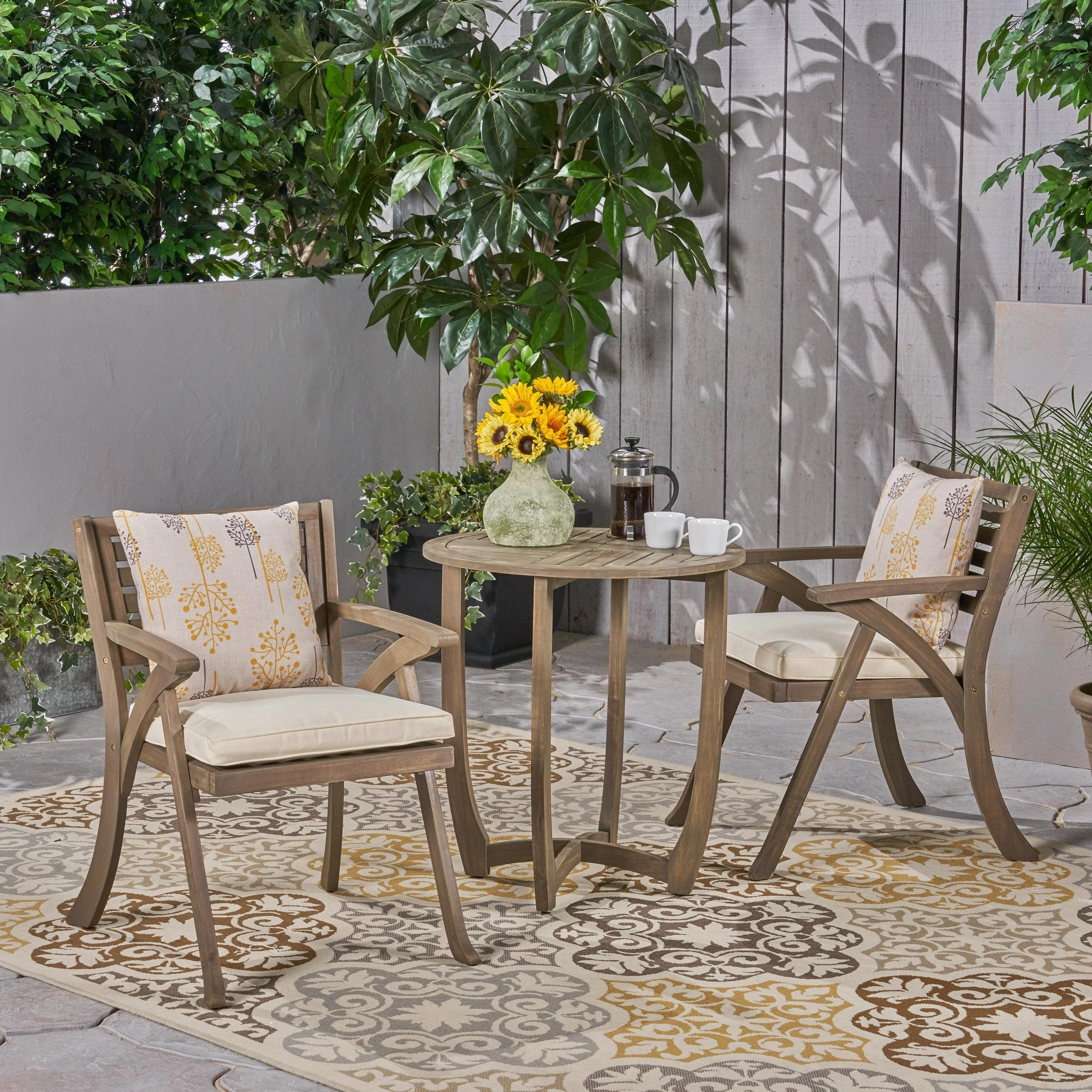 Outdoor 2-Seater Acacia Wood Bistro Set - NH767503 outdoor lounge chair, patio sofa