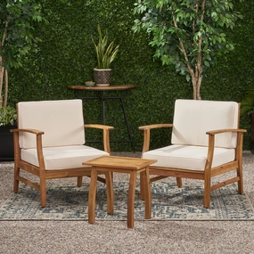 Outdoor 2 Seater Acacia Wood Chat Set with Cushions - NH822203 outdoor furniture, garden bench