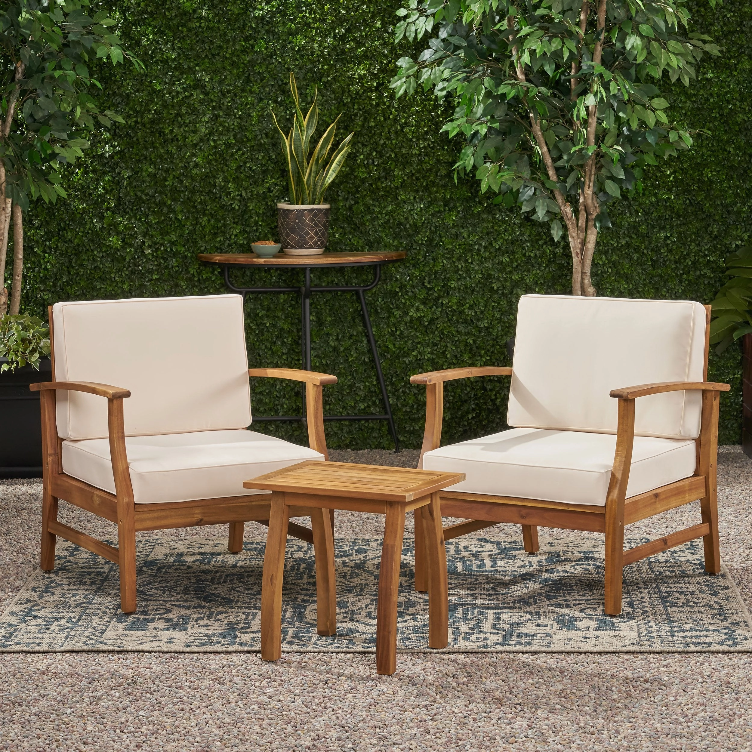 Outdoor 2 Seater Acacia Wood Chat Set with Cushions - NH822203 outdoor furniture, garden bench