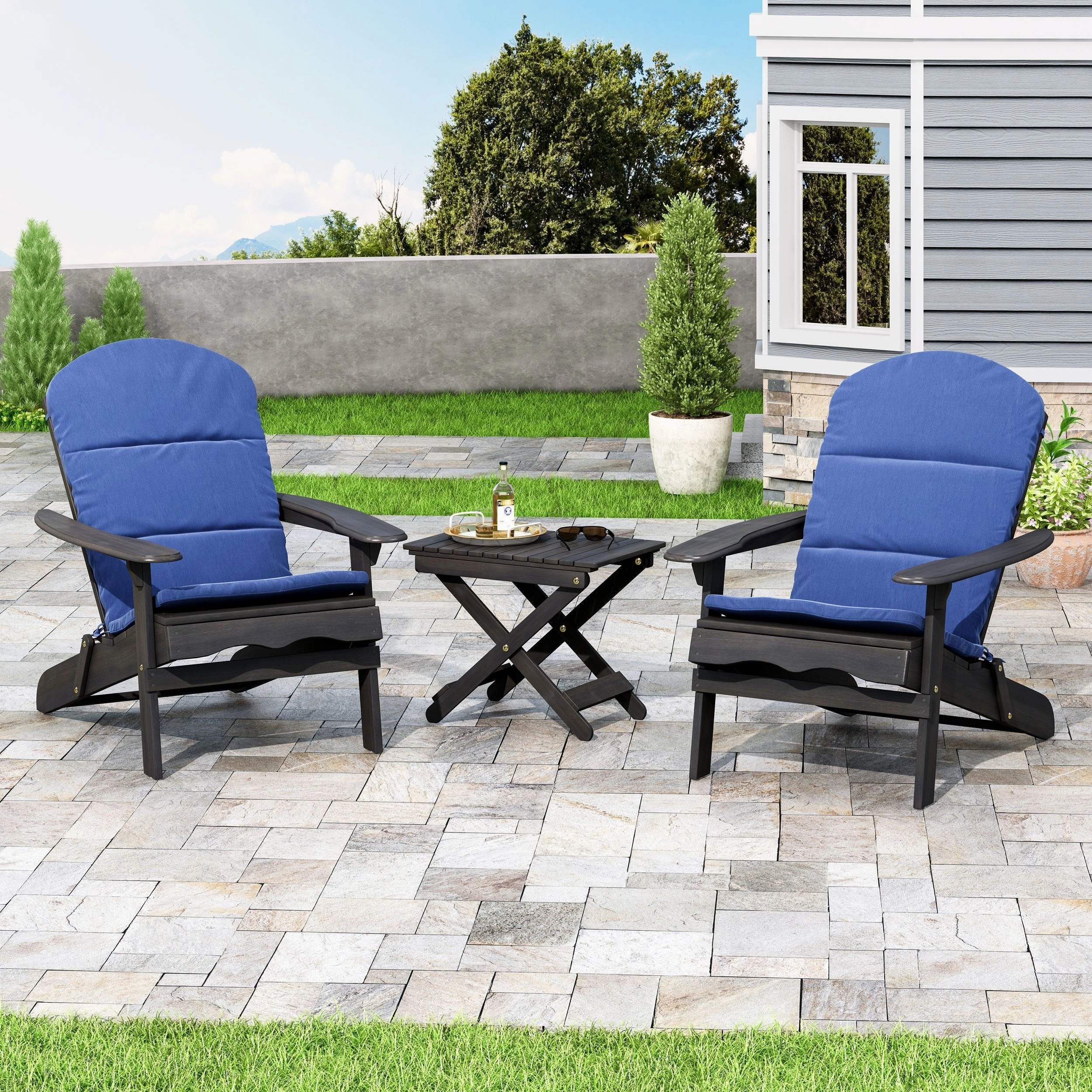 Outdoor 2 Seater Acacia Wood Chat Set with Water Resistant Cushions - NH010313