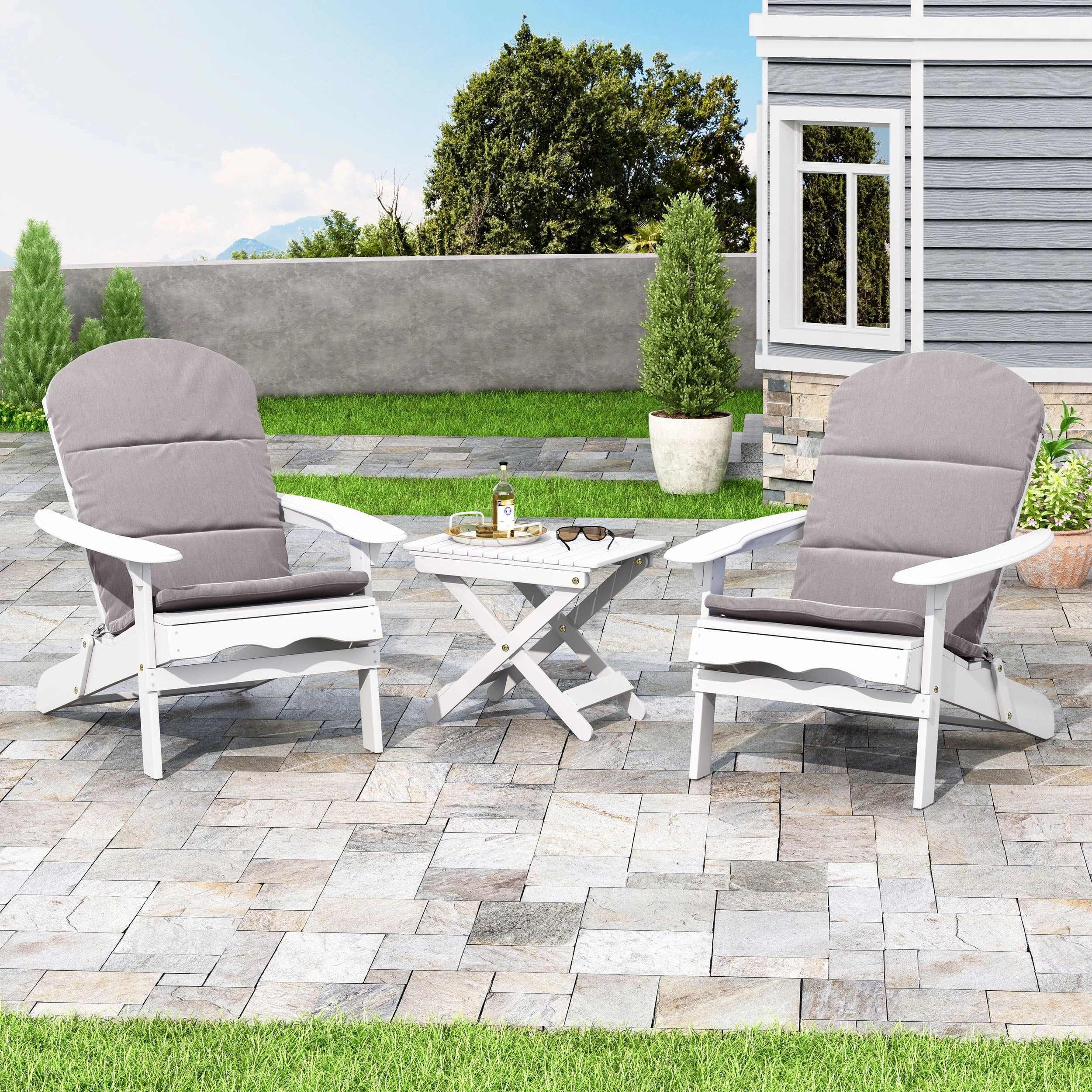 Outdoor 2 Seater Acacia Wood Chat Set with Water Resistant Cushions - NH010313