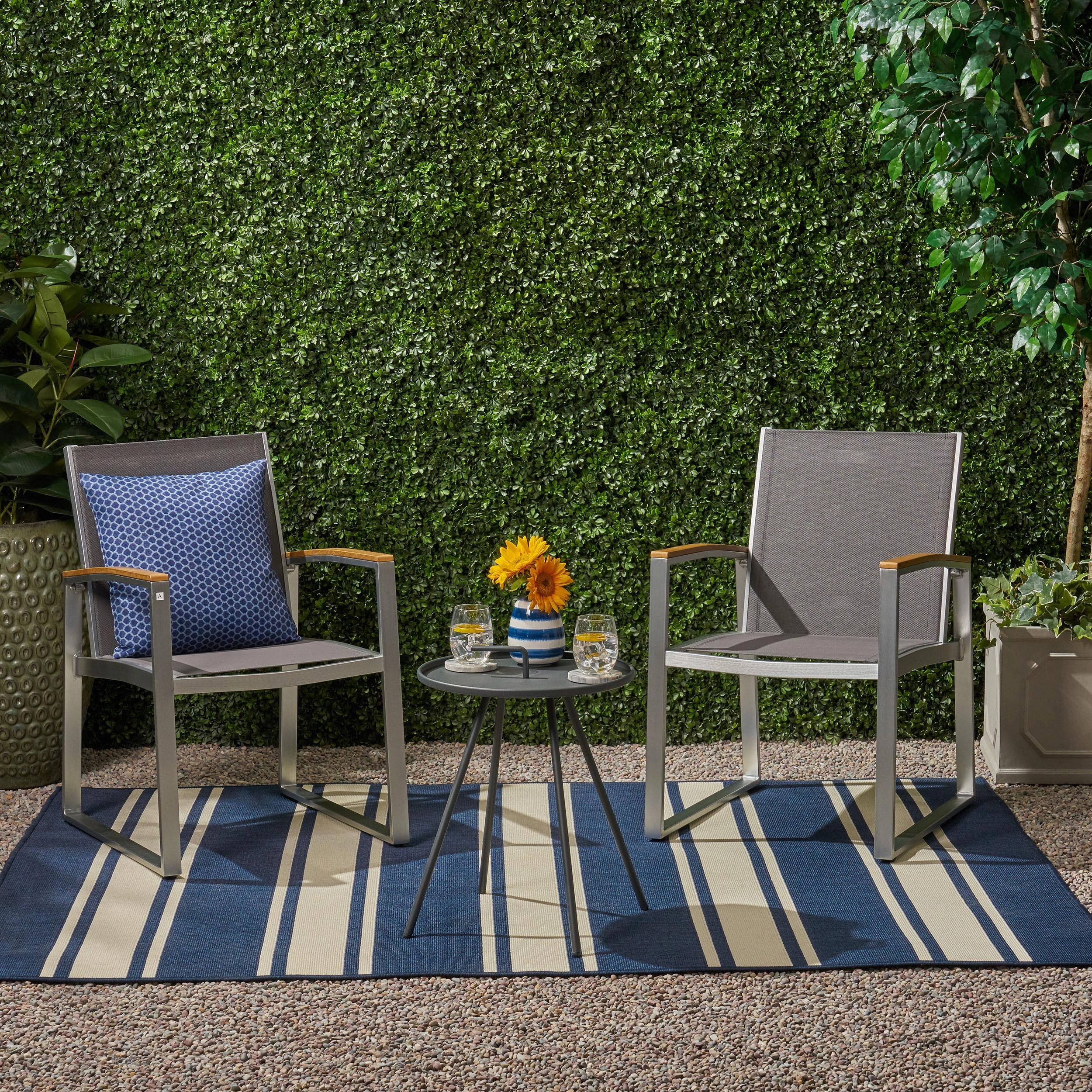 Outdoor 2 Seater Aluminum and Mesh Chat Set - NH655903 outdoor furniture, garden bench