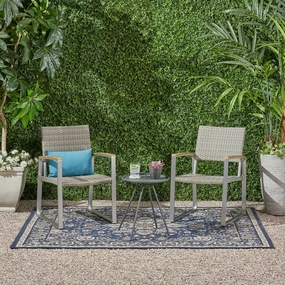 Outdoor 2 Seater Aluminum and Wicker Chat Set - NH755903 outdoor furniture, garden bench