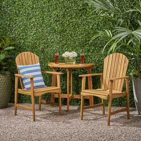 Outdoor 2 Seater Half-Round Acacia Wood Bistro Table Set with Adirondack Chairs - NH028903 outdoor lounge chair, patio sofa