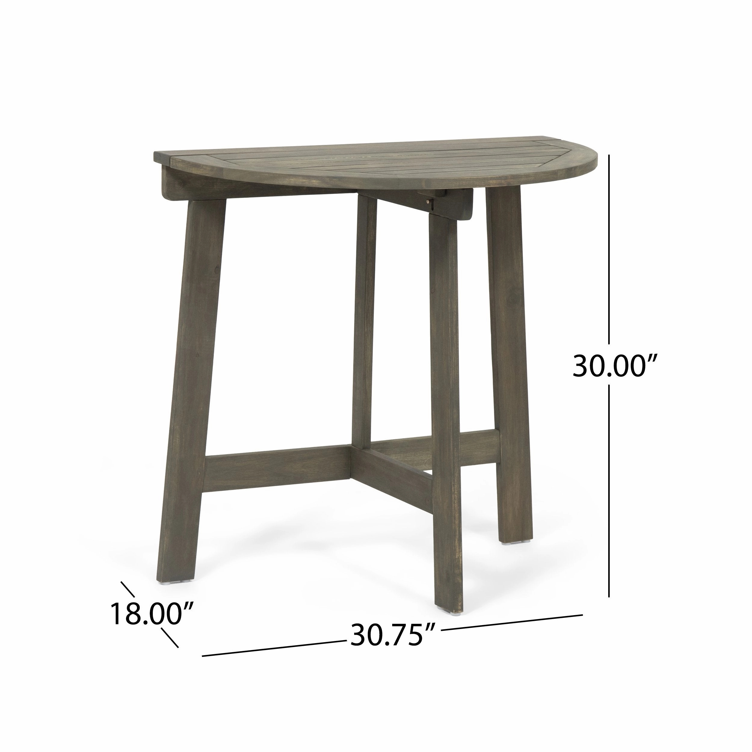 Outdoor 2 Seater Half-Round Acacia Wood Bistro Table Set with Folding Chairs - NH818903