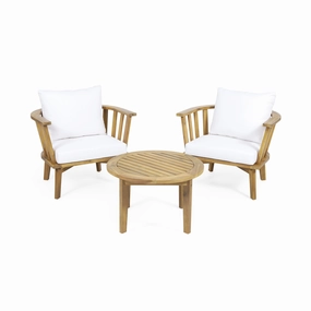 Outdoor 2 Seater Wooden Chat Set with Round Coffee Table - NH371313 outdoor furniture, garden bench