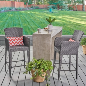 Outdoor 38-Inch Gray Wicker Barstool (set of 2) - NH874403 outdoor furniture, garden bench