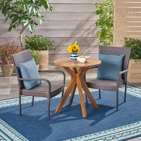 Outdoor 3 Piece Acacia Wood and Wicker Bistro Set - NH030503 outdoor lounge chair, patio sofa