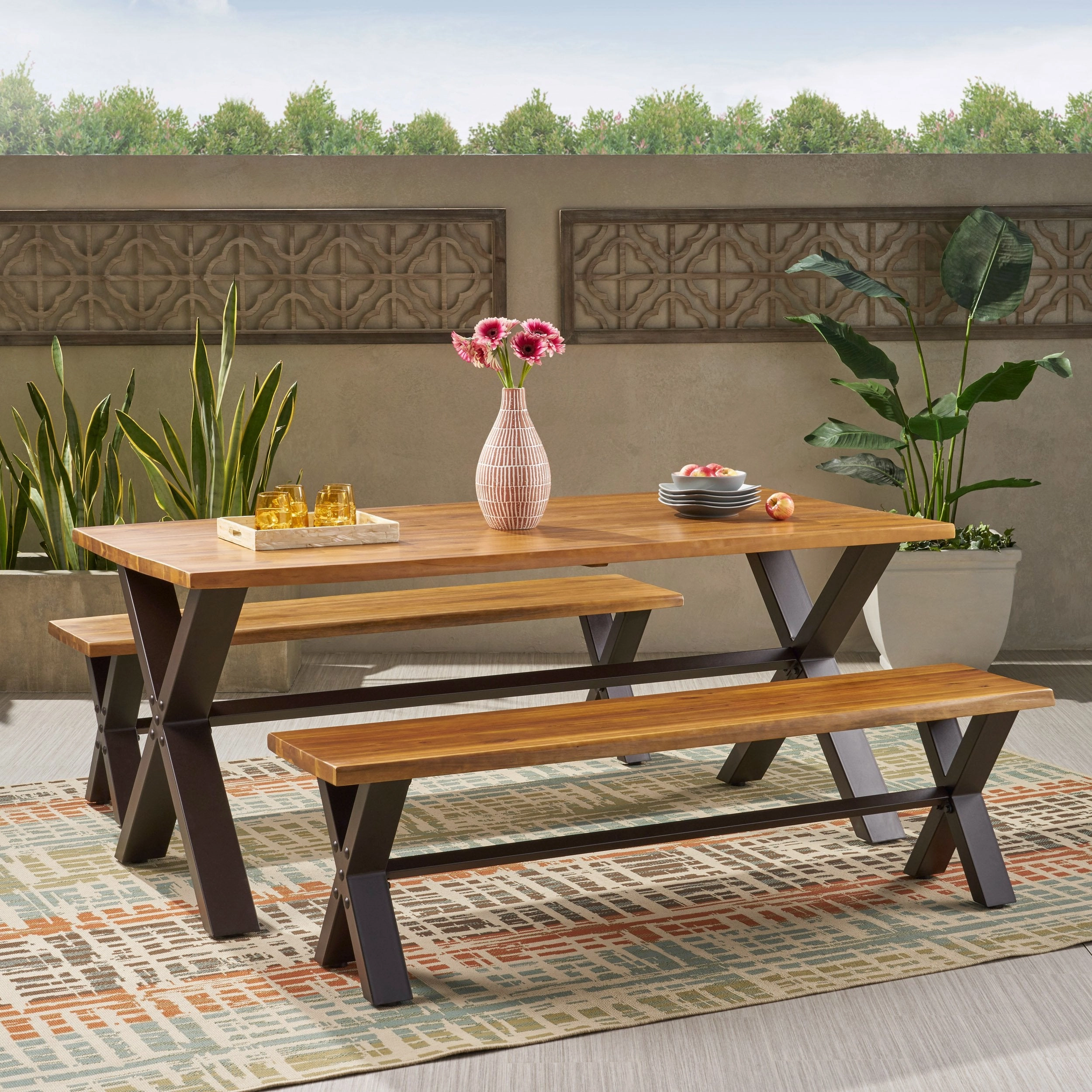 Outdoor 3-piece Acacia Wood Dining Set - NH431692 outdoor lounge chair, patio sofa