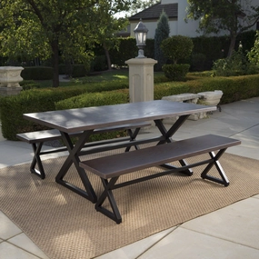 Outdoor 3 Piece Aluminum Picnic Set with Black Steel Frame - NH384203 outdoor lounge chair, patio sofa