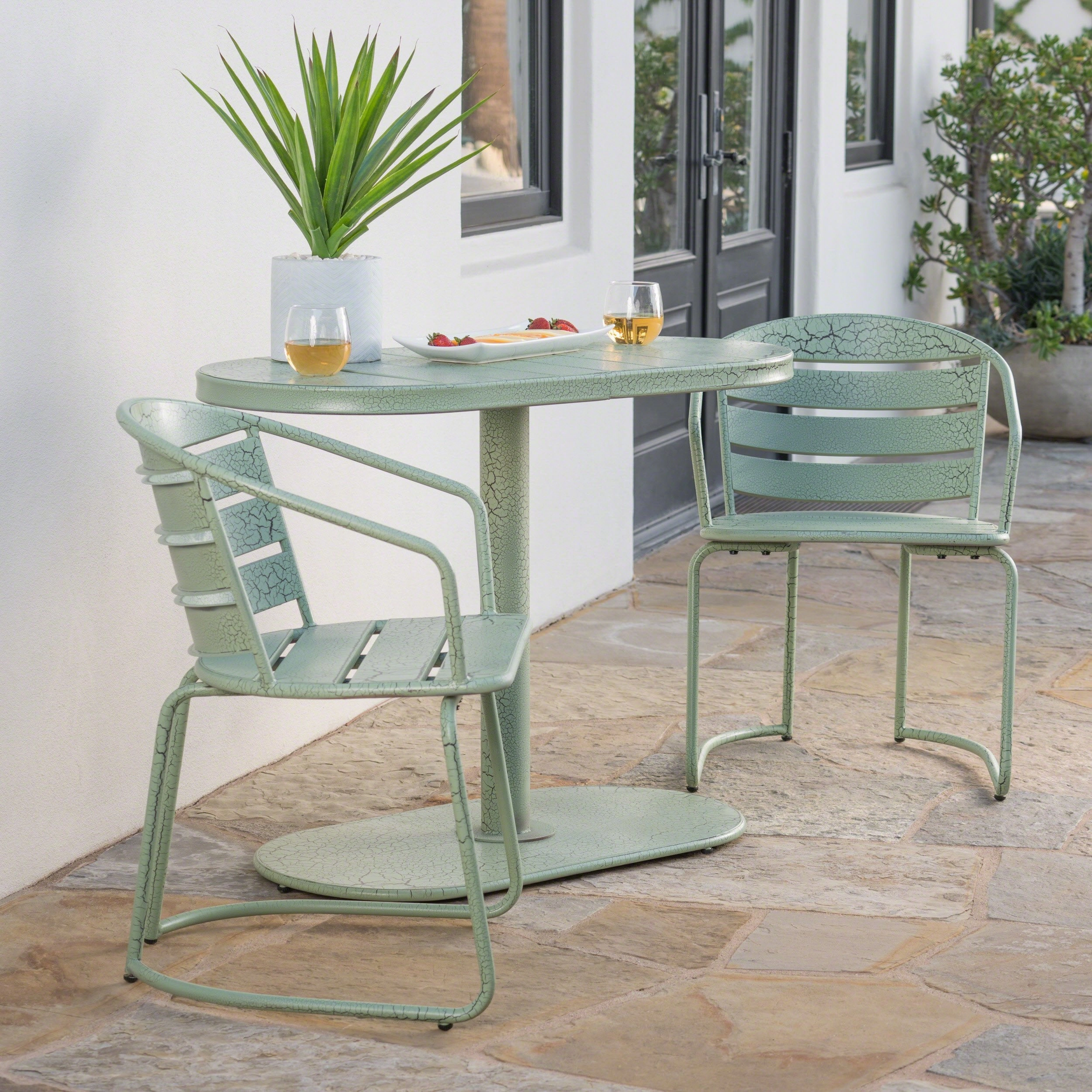 Outdoor 3 Piece Crackle Finished Iron Bistro Set - NH953303 outdoor lounge chair, patio sofa