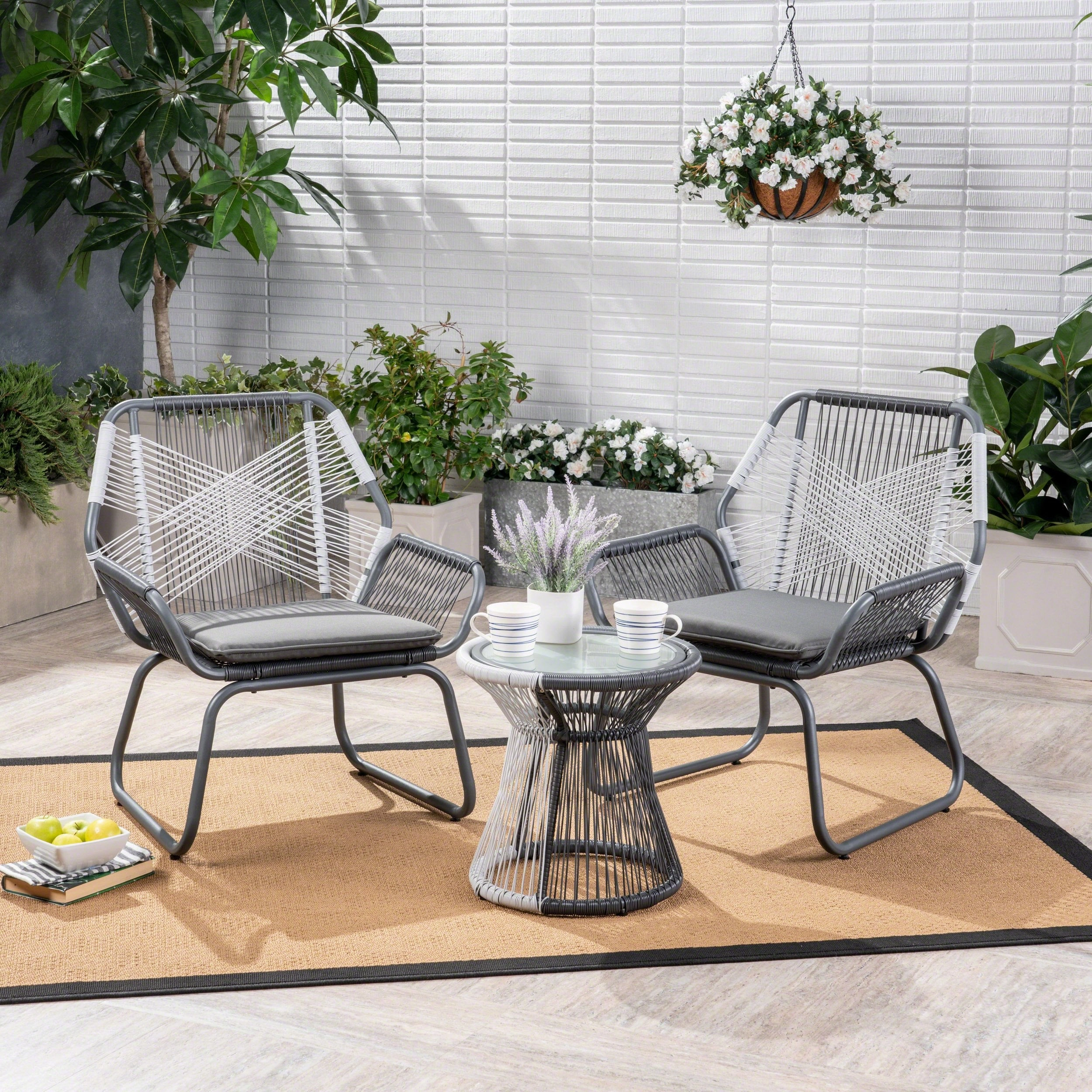 Outdoor 3 Piece Faux Rattan Chat Set - NH332503 outdoor furniture, garden bench