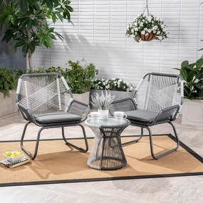 Outdoor 3 Piece Faux Rattan Chat Set - NH332503 outdoor furniture, garden bench