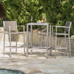 Outdoor 3 Piece Grey Wicker Bar Set with Glass Table Top - NH063003 outdoor lounge chair, patio sofa
