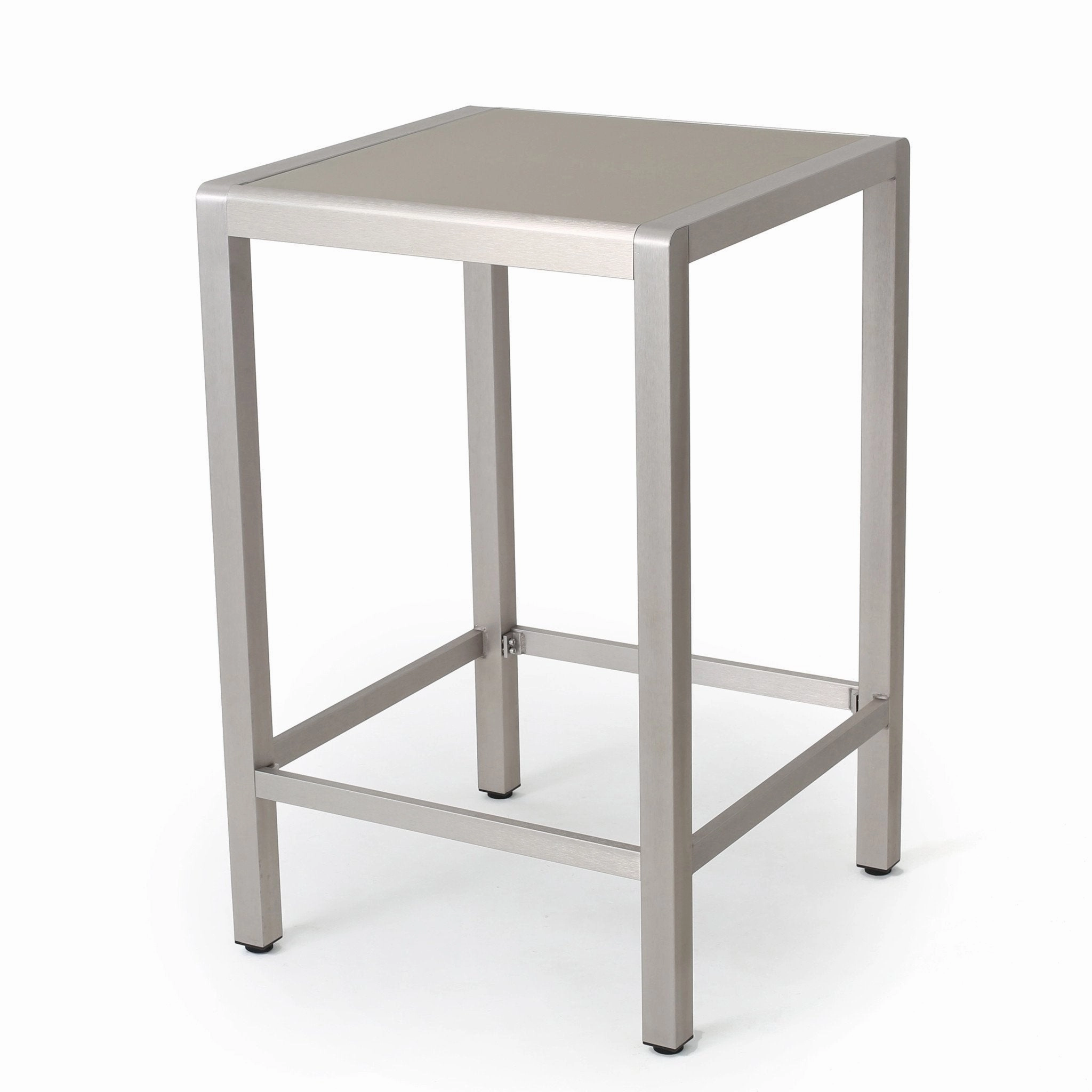 Outdoor 3 Piece Grey Wicker Bar Set with Glass Table Top - NH063003