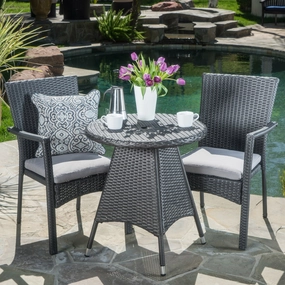 Outdoor 3 Piece Grey Wicker Dining Set with Cushions - NH002003 outdoor lounge chair, patio sofa