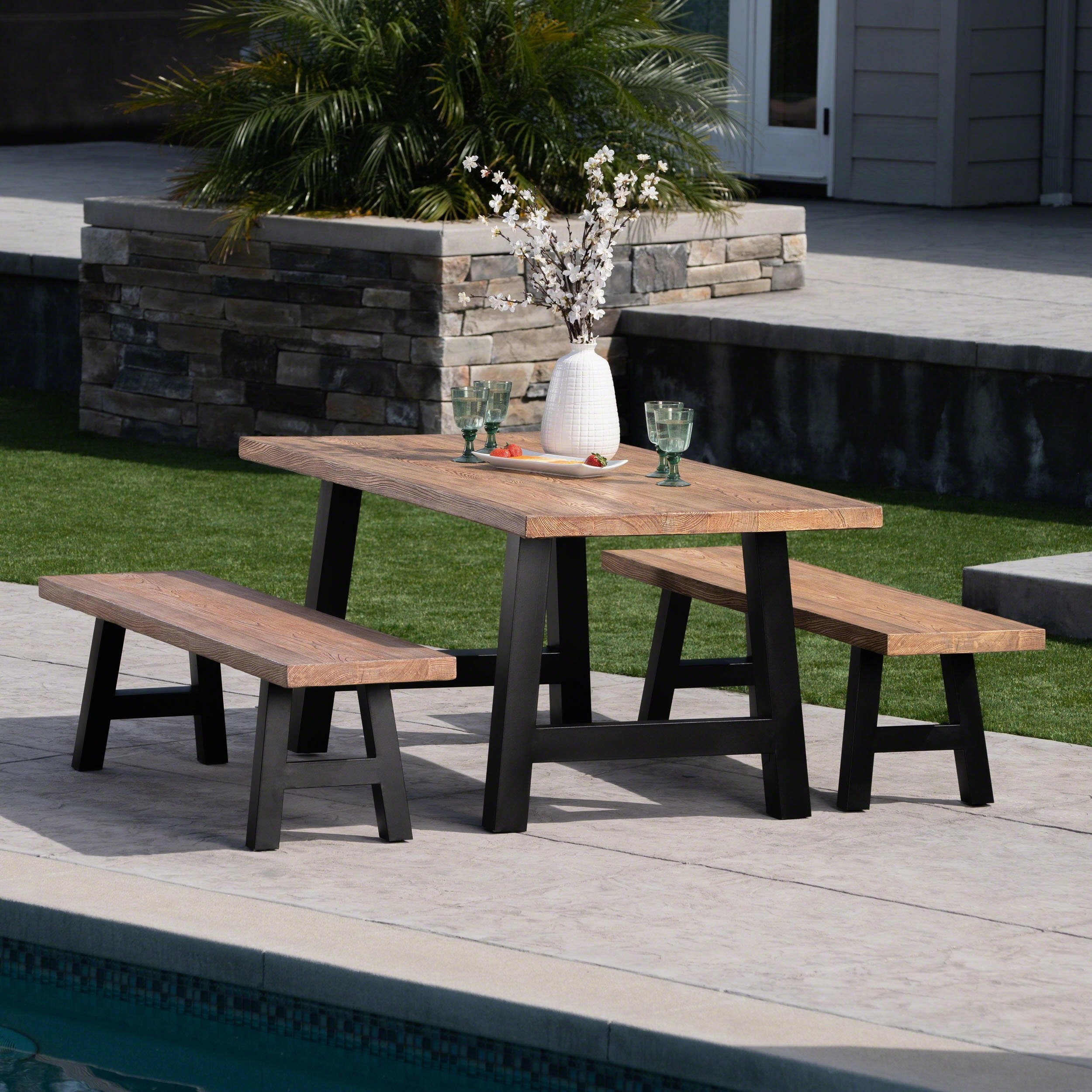 Outdoor 3 Piece Light Weight Concrete Picnic Set - NH287303