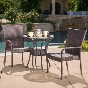 Outdoor 3-Piece Multi-Brown Wicker Bistro Set with Tempered Glass Top - NH396592 outdoor lounge chair, patio sofa
