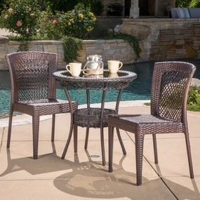 Outdoor 3-Piece Multi-Brown Wicker Bistro Set with Tempered Glass Top - NH596592 outdoor lounge chair, patio sofa