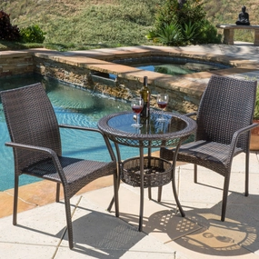 Outdoor 3-Piece Multi-Brown Wicker Bistro Set with Tempered Glass Top - NH796592 outdoor lounge chair, patio sofa