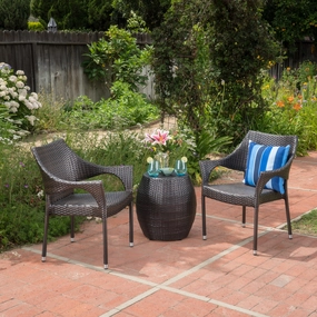 Outdoor 3 Piece Multi-brown Wicker Chat Set - NH111103 outdoor furniture, garden bench