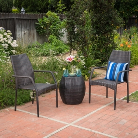 Outdoor 3 Piece Multi-brown Wicker Chat Set - NH311103 outdoor furniture, garden bench
