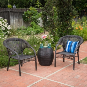 Outdoor 3-Piece Multi-Brown Wicker Chat Set with Drum Table - NH901103 outdoor furniture, garden bench