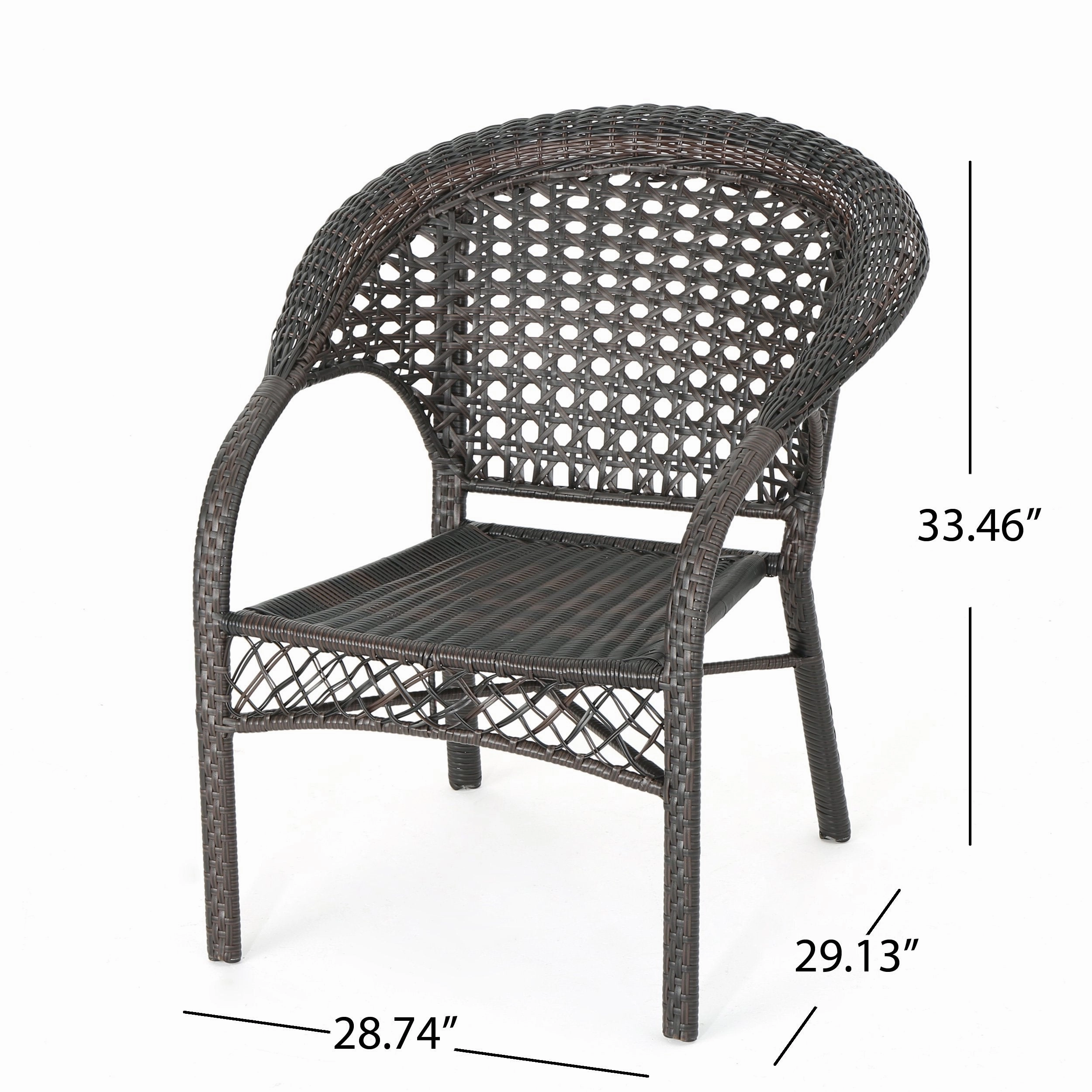 Outdoor 3 Piece Multi-Brown Wicker Chat Set with Stacking Chairs - NH574103