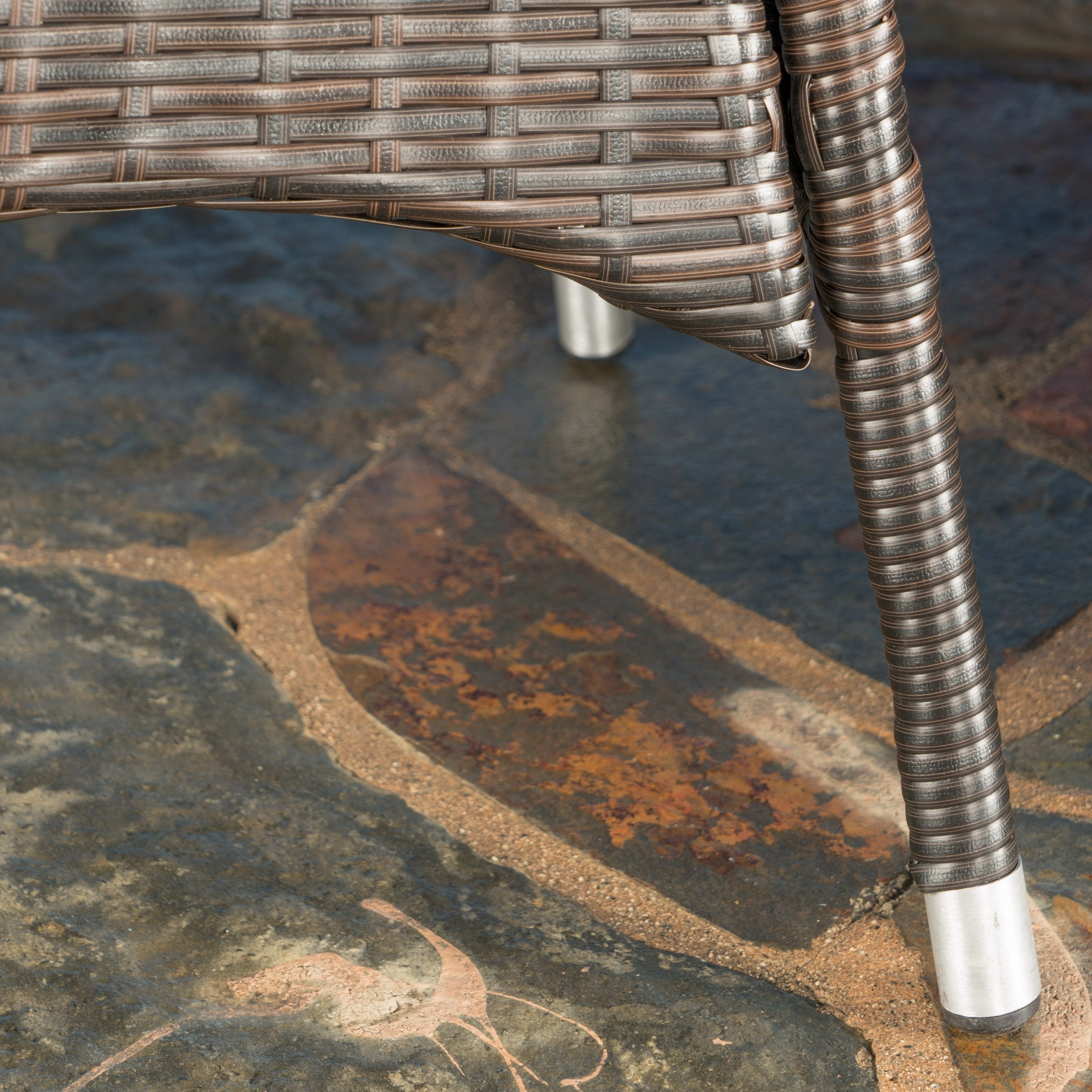 Outdoor 3 Piece Multibrown Wicker Round Bistro Set - NH174203