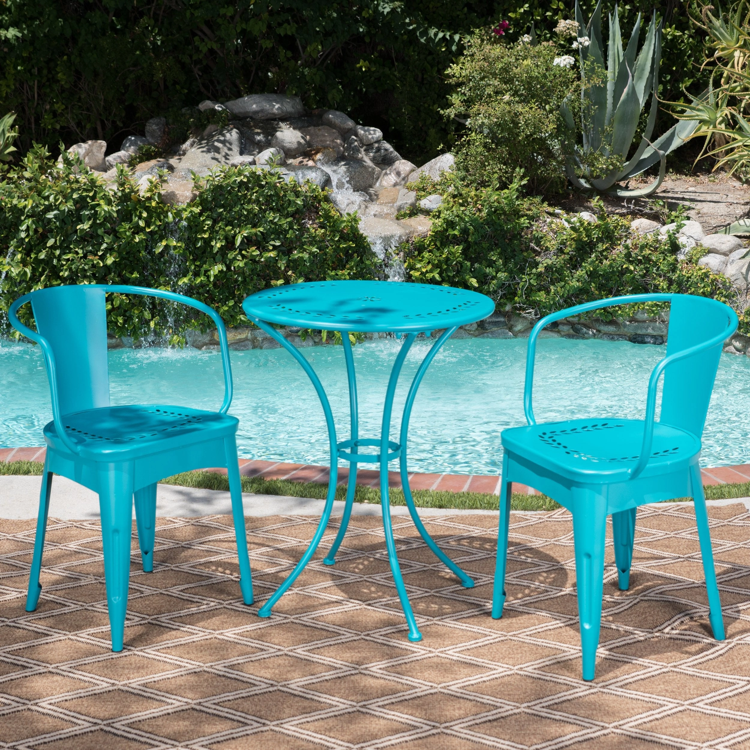 Outdoor 3 Piece Paint Finished Iron Bistro Set - NH382103