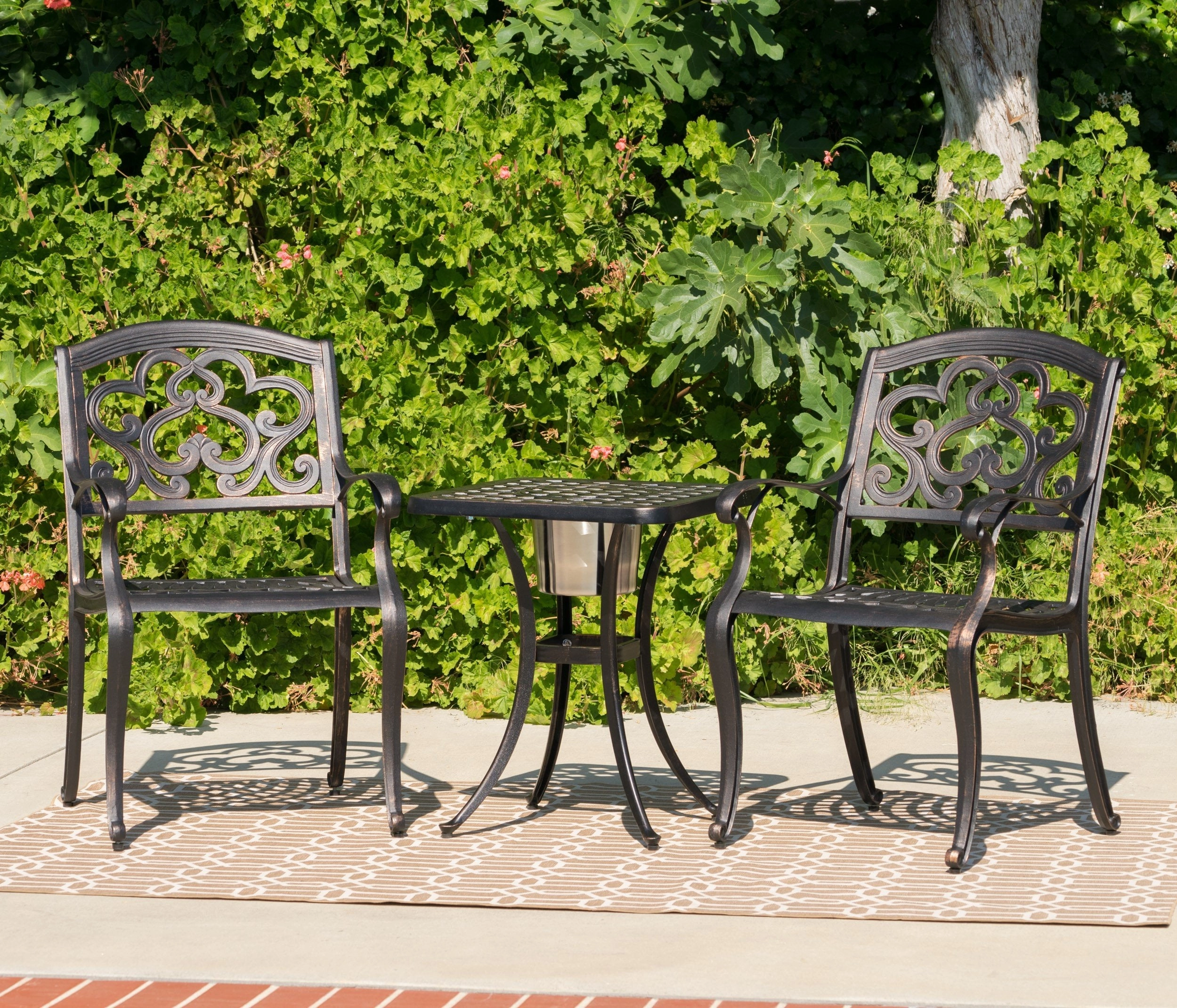 Outdoor 3 Piece Patina Copper Finish Cast Aluminum Bistro Set - NH776003 outdoor lounge chair, patio sofa