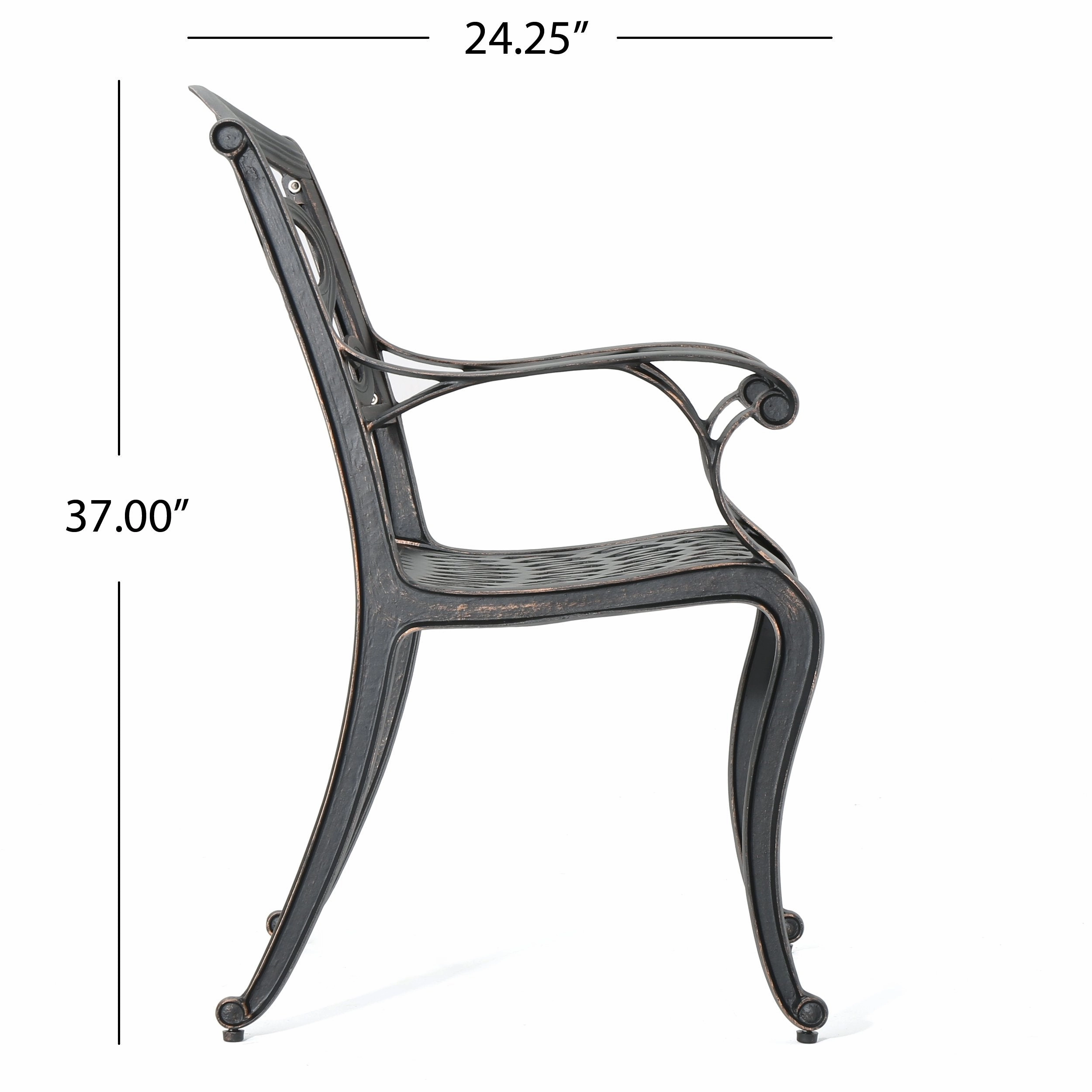 Outdoor 3 Piece Patina Copper Finish Cast Aluminum Bistro Set - NH776003