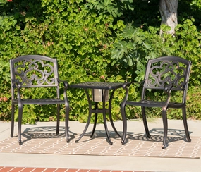 Outdoor 3 Piece Patina Copper Finish Cast Aluminum Bistro Set - NH776003 outdoor lounge chair, patio sofa